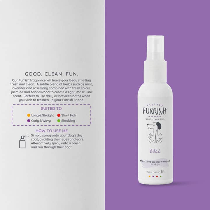 Furrish - Wholesale Pet Spray - Dog - Buzz Masculine Scented Cologne 150ml