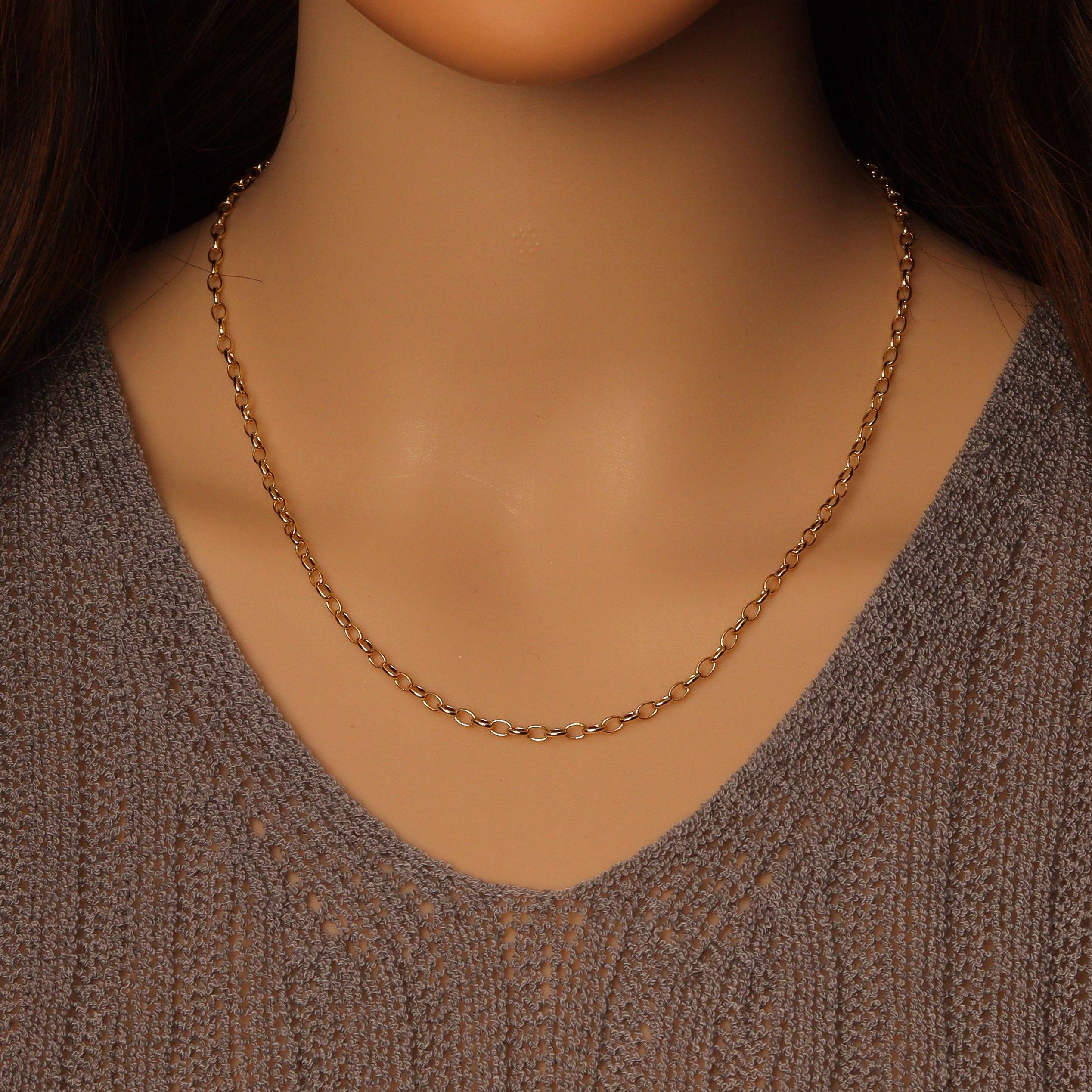 BestBeads&Beyond - Wholesale Link & Chain Necklace - Thin Oval Link Gold Adjustable Necklace, Sku#LD4941
