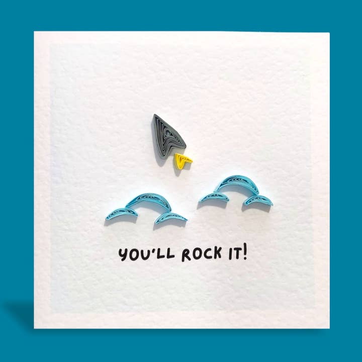 ¡Lo vas a rockear! - Tarjeta de felicitación 3D Quilling Art para venta al por mayor de Crane and Quiller