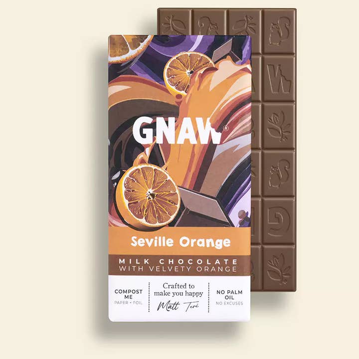 GNAW Chocolate – wholesale Chocolate bar – Seville Orange - Milk Chocolate Bar0