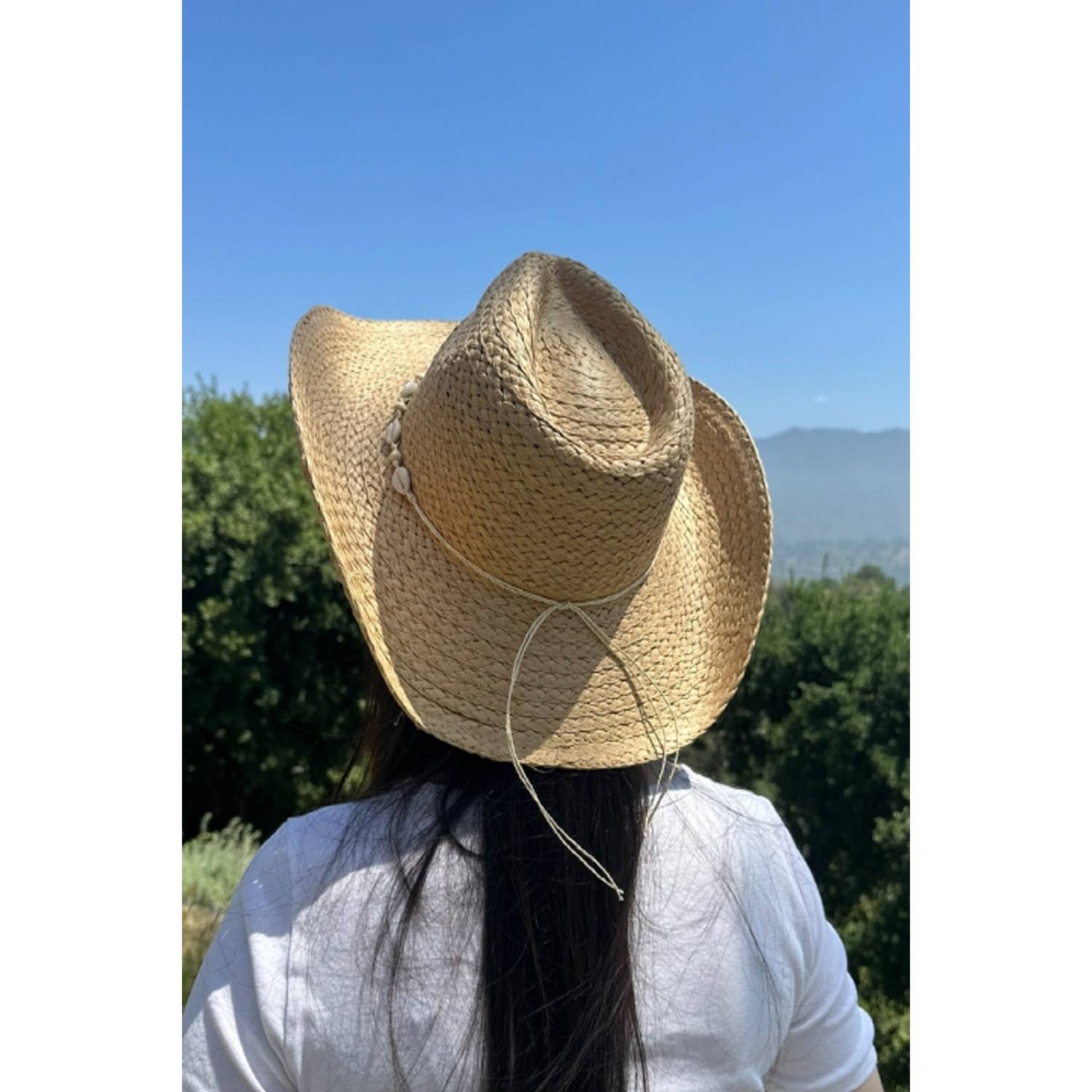 Queens INC - Wholesale Straw Hat - Women's - STRAW COWBOY WiITH SEA SHELLS 4