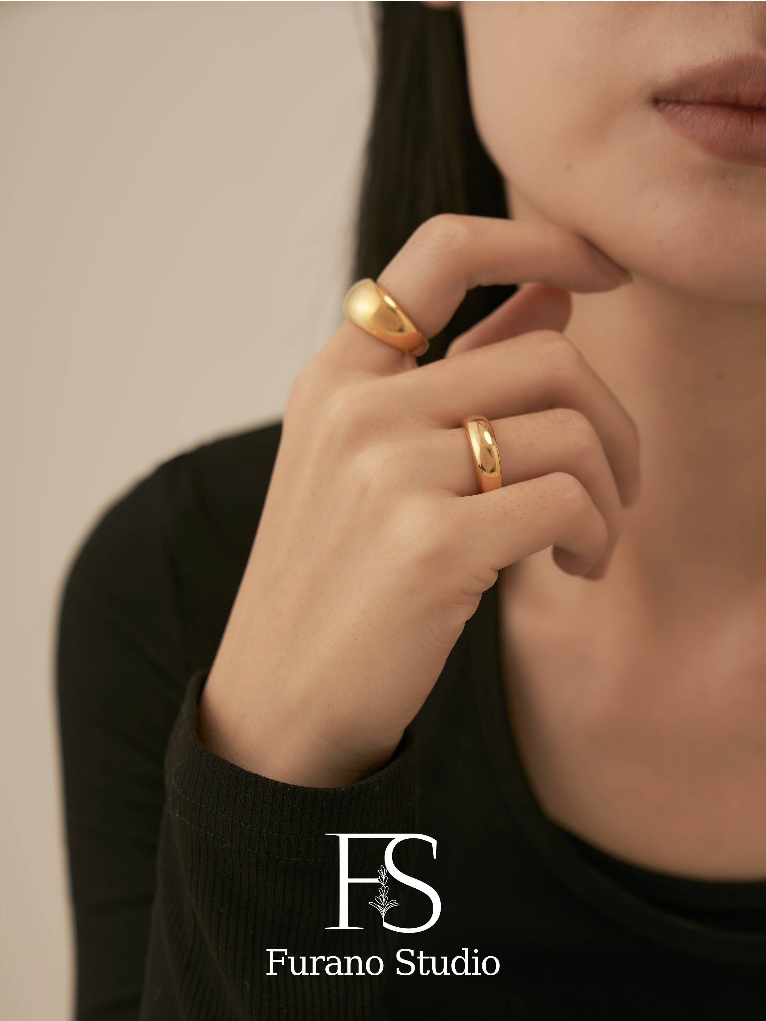 Furano Studio - Wholesale Band/Stacked Ring - Gold Bubble Circle Ring3