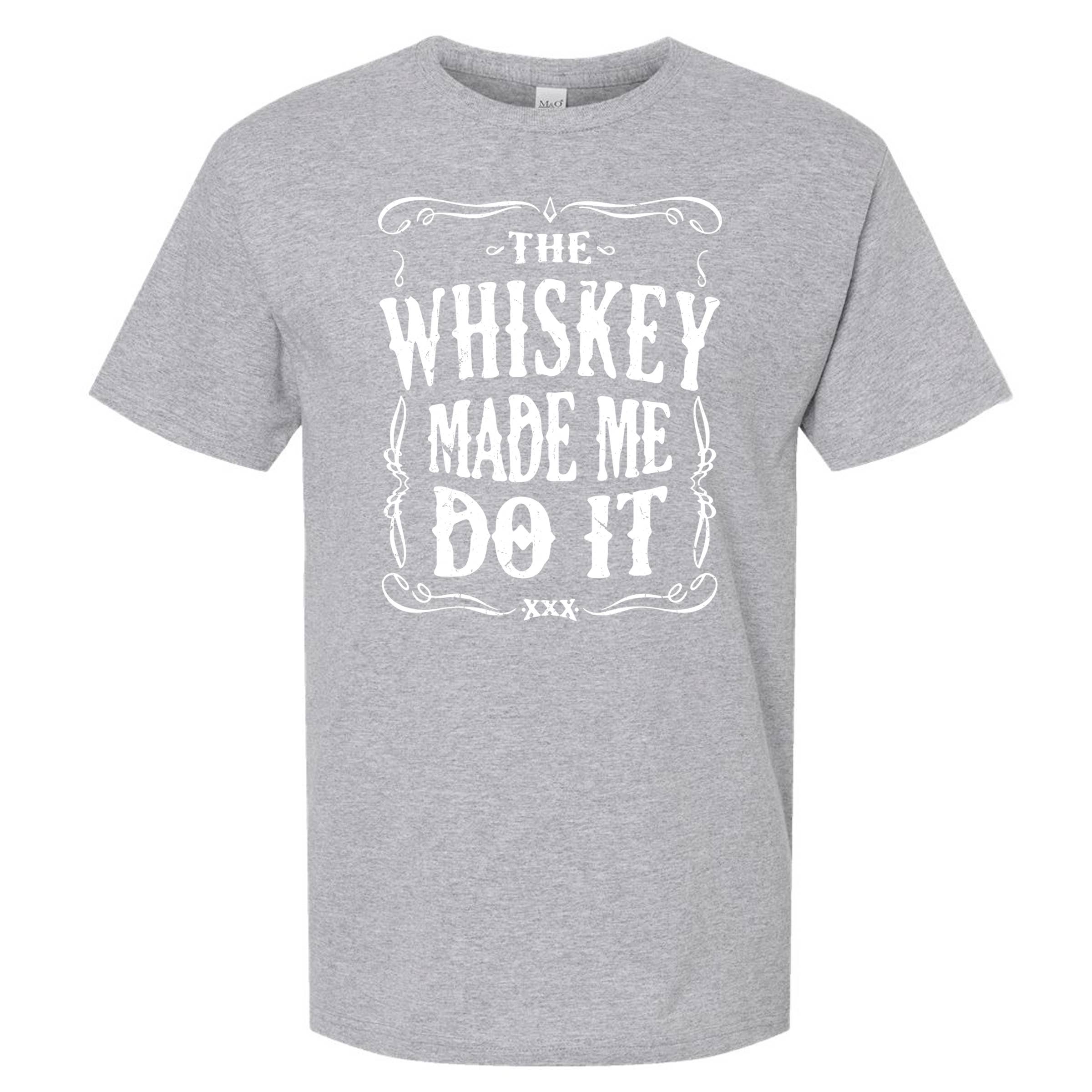 Wi-Wear – T-shirt estampada - Homem por atacado – T-shirt masculina The Whiskey Made Me Do It | Camisa Engraçada5