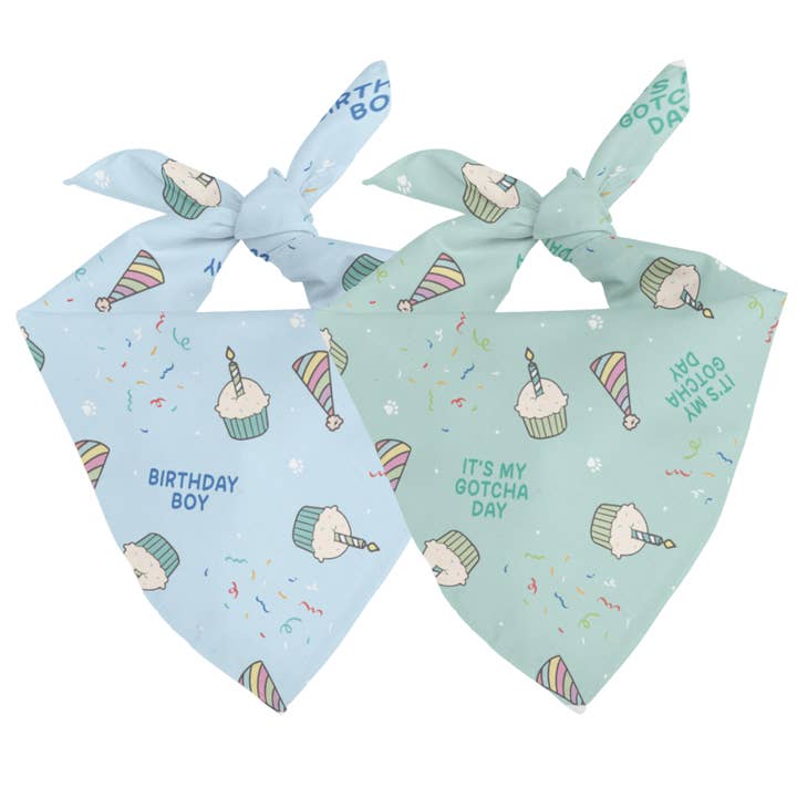 Birthday Boy & Gotcha Day Double Sided Tie Snap Dog Bandana for wholesale by Dog Bandana Co.
