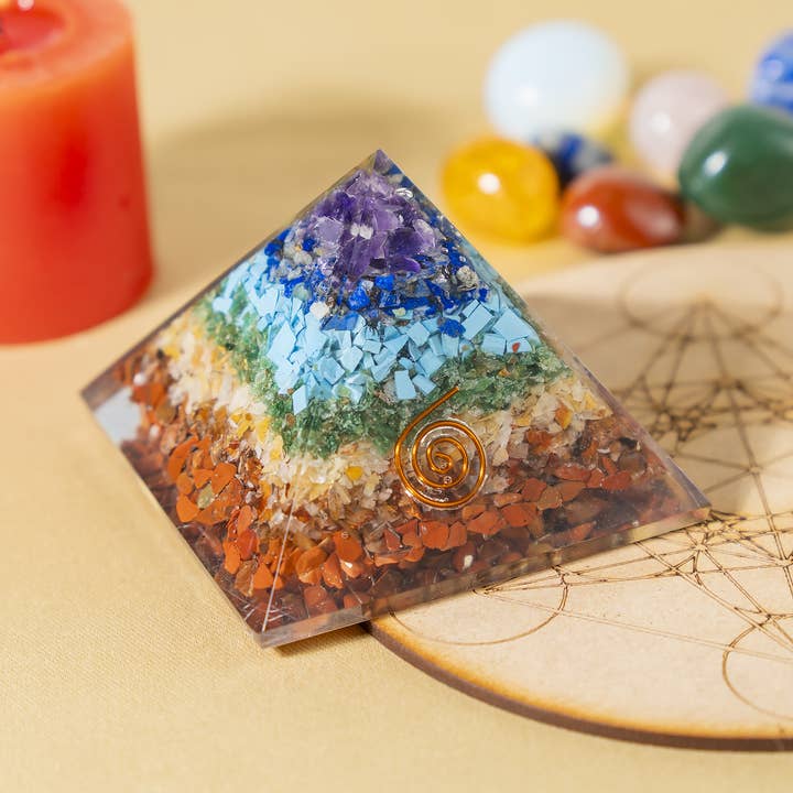 Orgone Pyramid | 7 Chakra Pyramid | Crystal Energy Pyramid for wholesale by Soothing Crystals