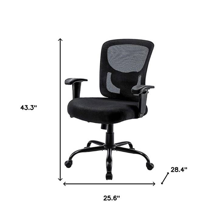 HomeRoots - Wholesale Chair - Black Fabric Mesh and Steel Adjustable Swivel Rolling Executive Office Chair2