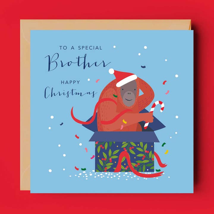 Bror Julekort | Sjov Orangutang Julegave for engroshandel hos Klara Hawkins
