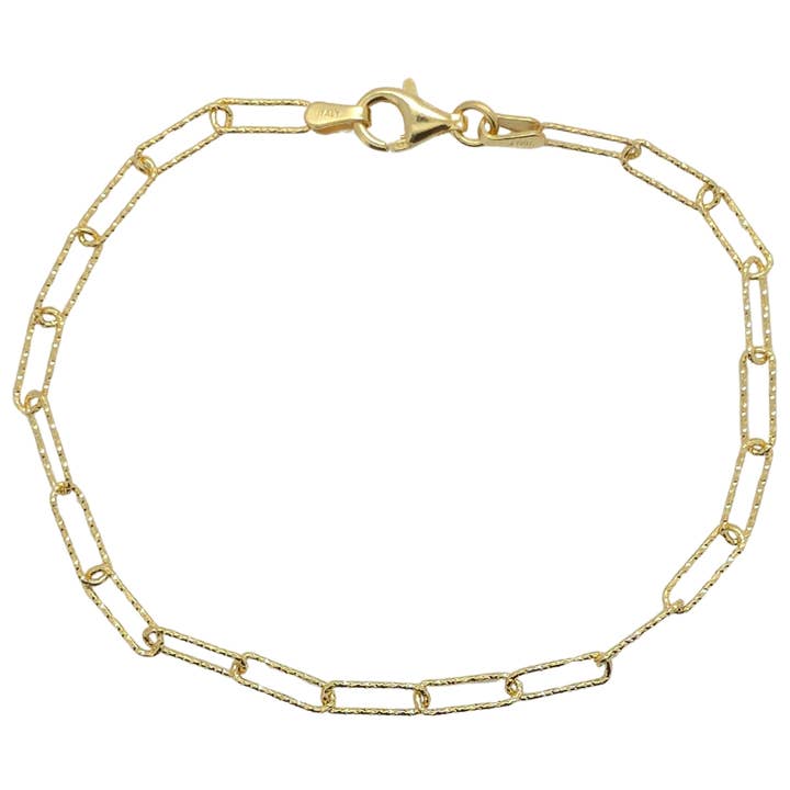 Amberman - Wholesale Schakelarmband - Italiaanse vergulde sterling zilveren diamantgeslepen armband 7″