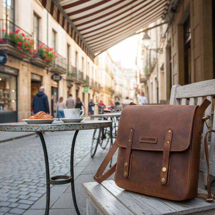 Genuine Leather Crossbody Backpack Messenger Style – Brown for wholesale by Alta Quero