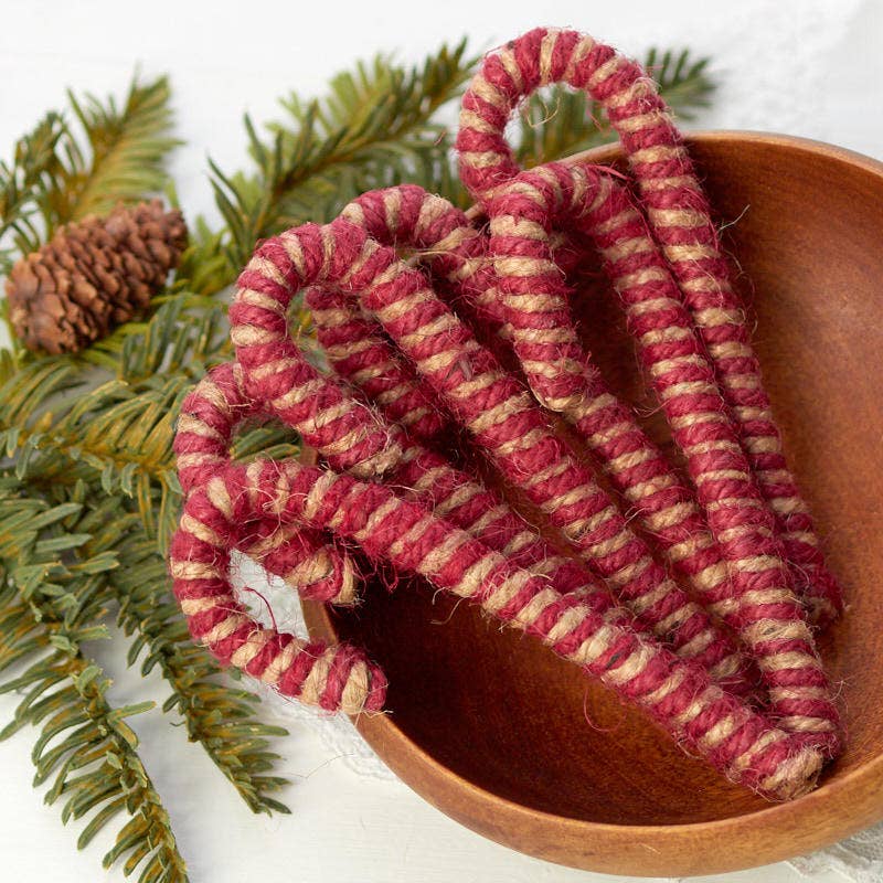 Factory Direct Craft - Wholesale Christmas Decoration - 5" Rustic Jute Candy Cane Ornaments (Pack of 6) 1