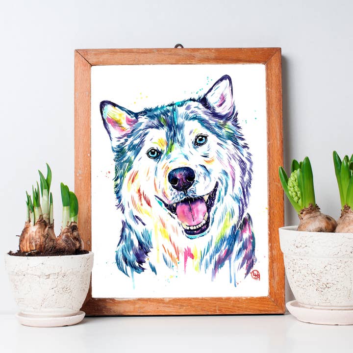 Whitehouse Art – wholesale Art print – Siberian Husky Art Print - Alaskan malamute, Sled Dog
