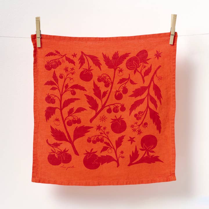 Tomato Linen Napkins - Set of 2 for wholesale by Elana Gabrielle