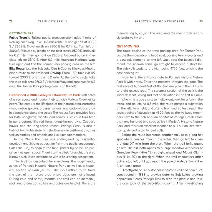 Mountaineers Books - Vente Nature & Outdoors - Sentiers urbains : Salt Lake City2