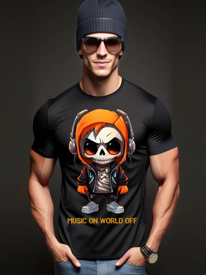 T-shirts Skull Boy Music On World Off | Grooveman Music pour la vente par Grooveman Music