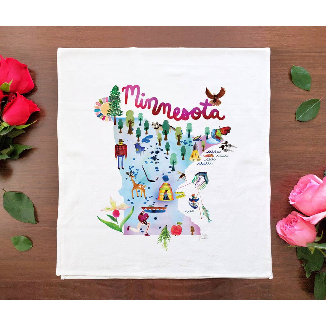 Allport Editions - Vente Torchons - Série de serviettes avec cartes à l'aquarelle - découvrez les 28 États !9