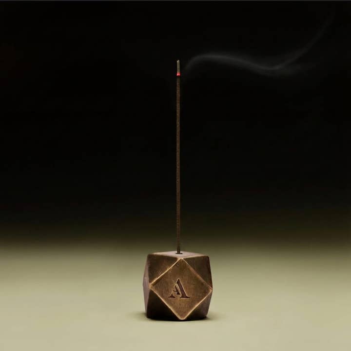 Hexagon- Incense burner with antique brass finish for wholesale by Amod aromas