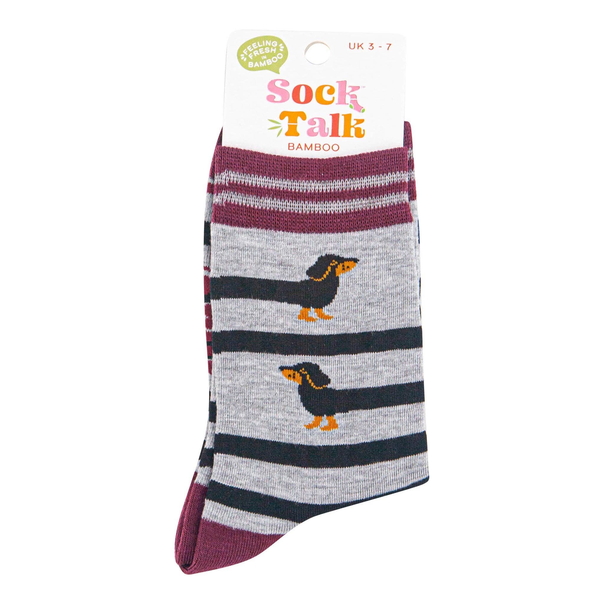 Sock Talk - Wholesale Socks - Women's - Women's Bamboo Socks - Grey Marl/Red, Sausage Dog3