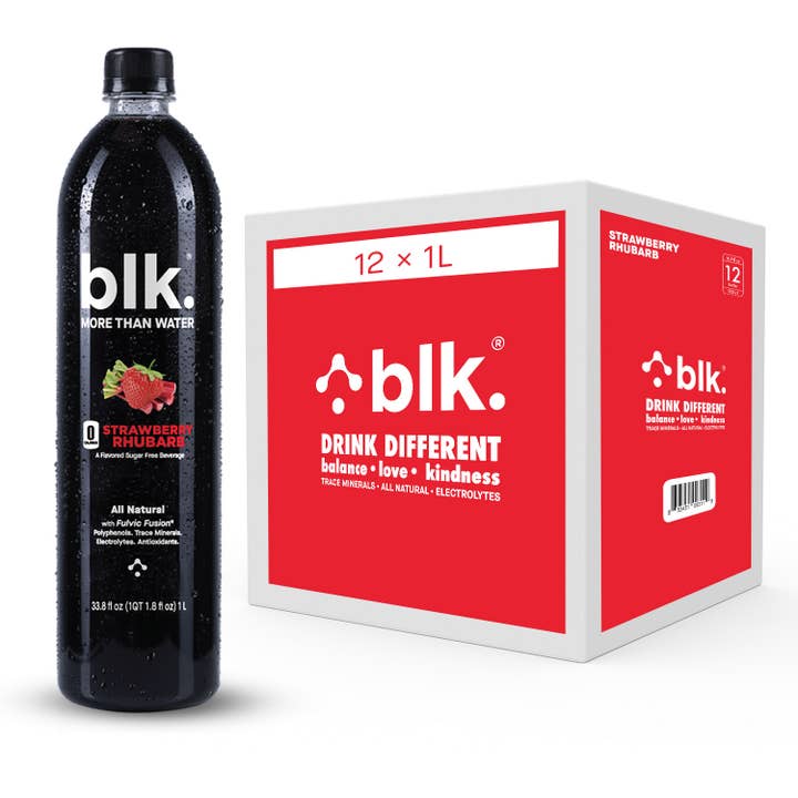 blk. water - Wholesale Flavored/Infused Water (Non-Carbonated) - blk. Water Strawberry Rhubarb, 1 Liter 12 Pack, Bottles
