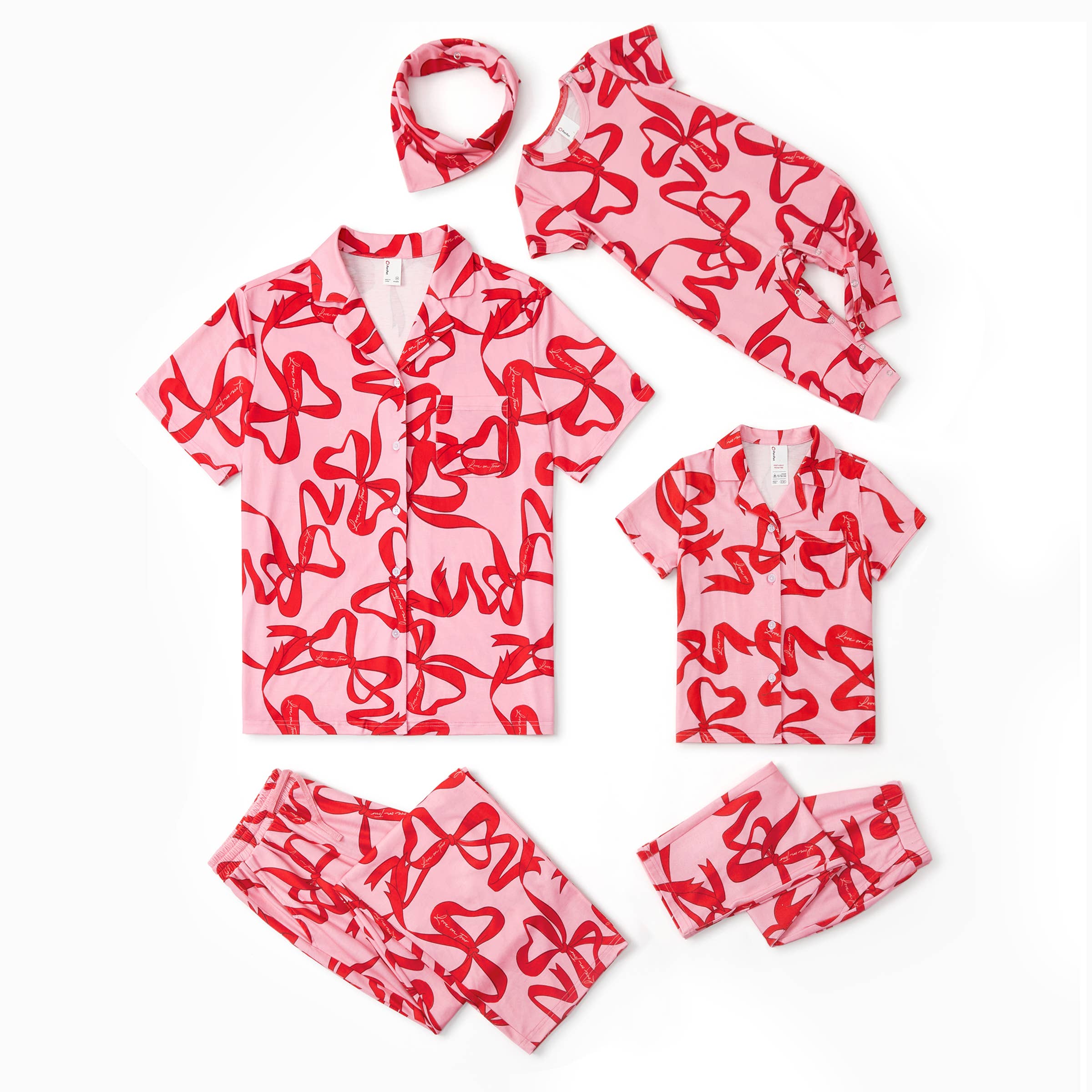 Roze Valentijnsdag Mama en Ik Hartvormige Roze Pyjama Set voor groothandel op Faire0