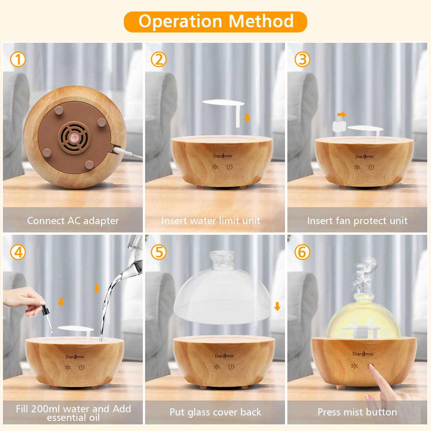 DAROMA - Wholesale Electronic Diffuser - Remote Handmade Glass & Real Wood Essential Oil Diffuser6