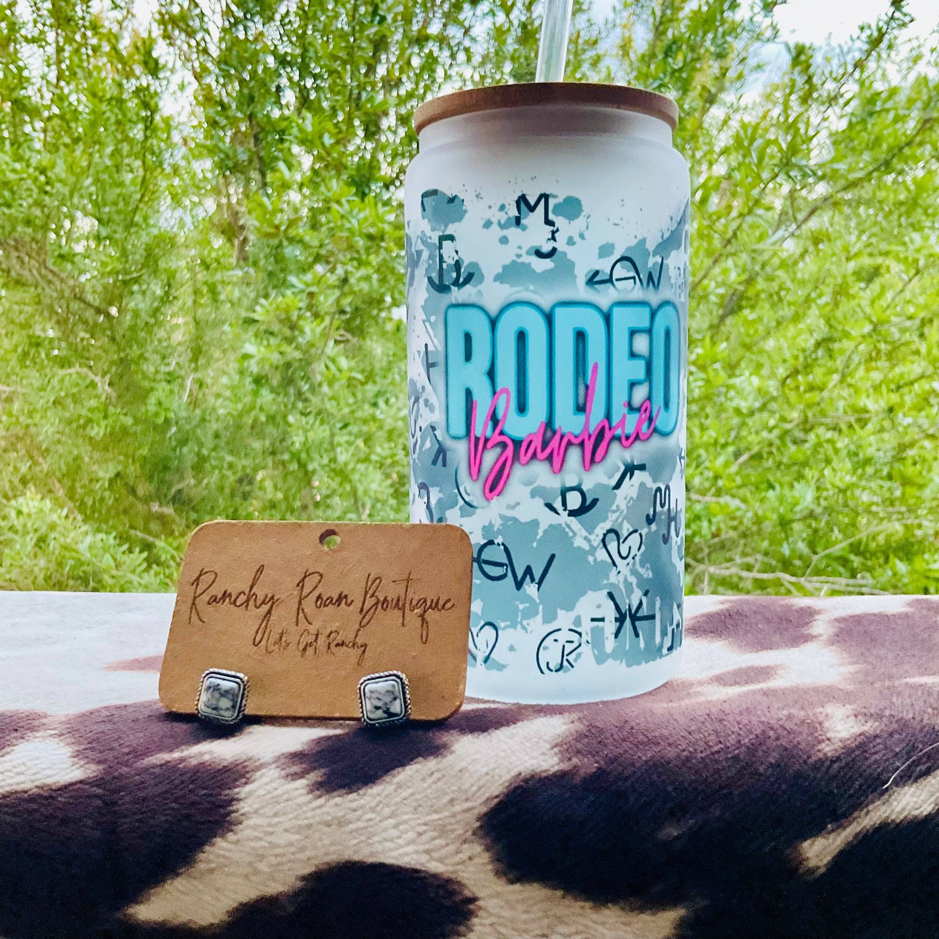 Ranchy Roan Boutique - Wholesale Insulated Mug/Tumbler - Rodeo ‘Babe’ Frosted Can Glass | Western Brand Print | Exclusive Design0