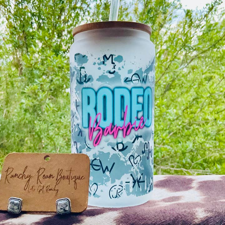 Ranchy Roan Boutique - Wholesale Insulated Mug/Tumbler - Rodeo ‘Babe’ Frosted Can Glass | Western Brand Print | Exclusive Design0