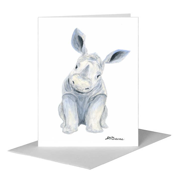 Rinoceronte Bebé, Cartão de Saudação (#8767A) por atacado de Printed Canvas