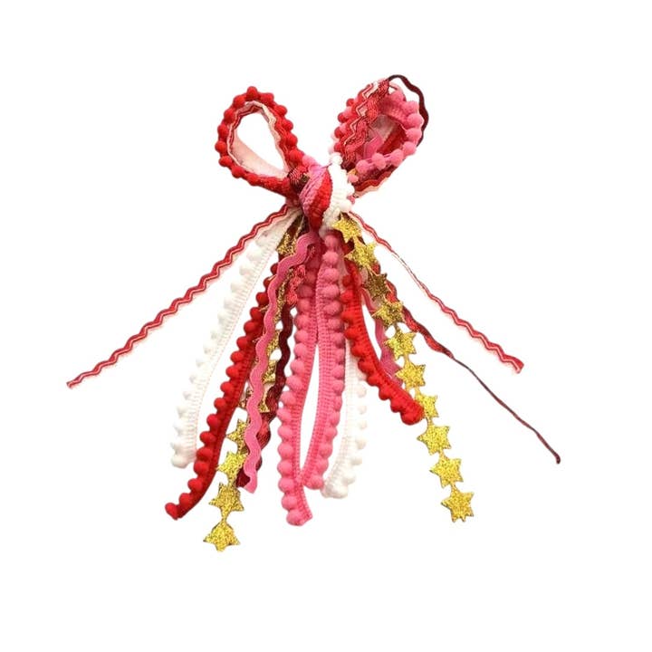 Glittrig guldstjärna rörig rosett med klämma för wholesale av Pretty in Pink Bows