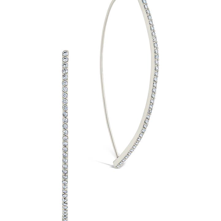 Sterling Forever - Wholesale Hoop Earrings - Isolde CZ Bar Threader Hoop Earring3