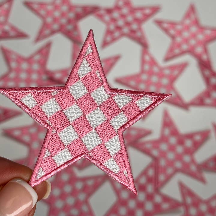 Aloe and Milk Boutique - Wholesale Patch - Checkered Star patch, game day patch, dance, cheer patch13