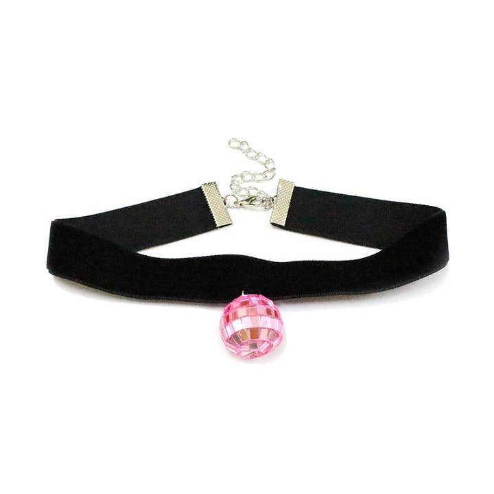 COLLIER RAS DU COU EN VELOURS DISCO BALL DROP pour la vente par Girly