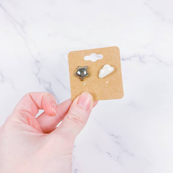 Peachpot Ceramics - Venta al por mayor Pendientes de botón/aretes de poste - Pendientes celestiales de porcelana9