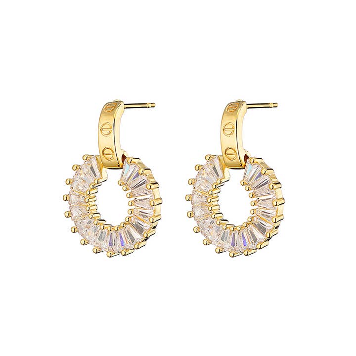 Cubic Zirconia Circle Drop Earring in Gold  for wholesale by Last True Angel