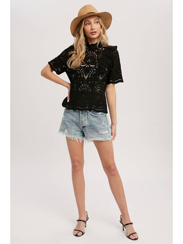 Bluivy - Wholesale Blouse - Women's - HIGH COLLAR CROCHET TOP22