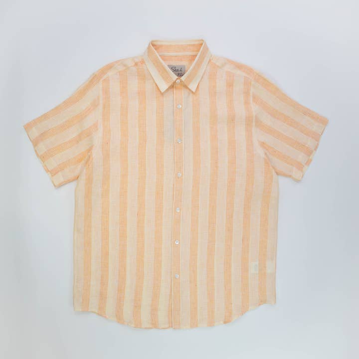 Orange Stripe Linen Shirt for wholesale by Stitch Note