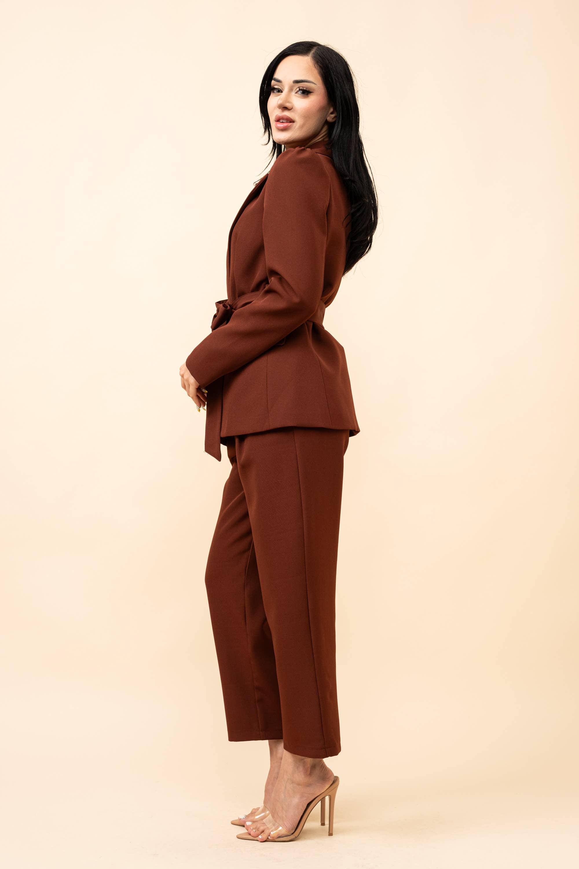 Tea & Cup - Wholesale Blazer - Women's - Chic Tie Waist Lightweight Blazer8