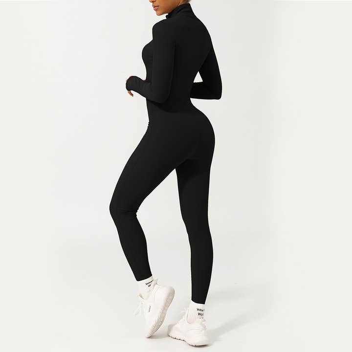 Sodalemon – wholesale Unitard – Women′s – Women Half ZipperLong Sleeve Fitness Active Jumpsuit4