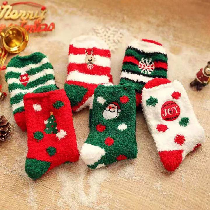 CHRISTMAS EMBROIDERY COZY SOCKS FOR WOMEN_CWMS0200 for wholesale by ACCITY