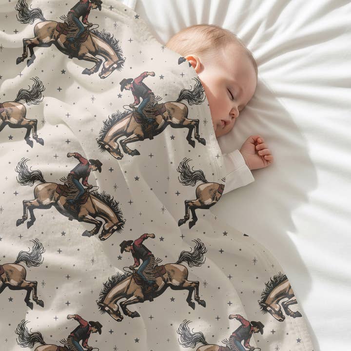 Rufflеѕ & Bоwtіеѕ - Affordable Boys & Girls Clothing - Wholesale Bedding Blanket - Kids & Baby - Boys Bucking Bronco Western Baby Nursery Blanket 30X40 1