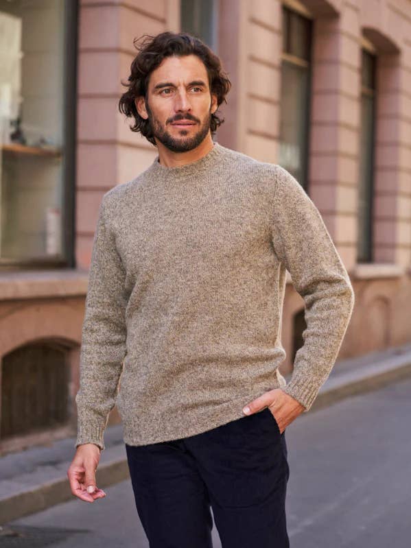 ROUND NECK BEIGE WOOL SWEATER for wholesale by MONSIEUR MIMOSA