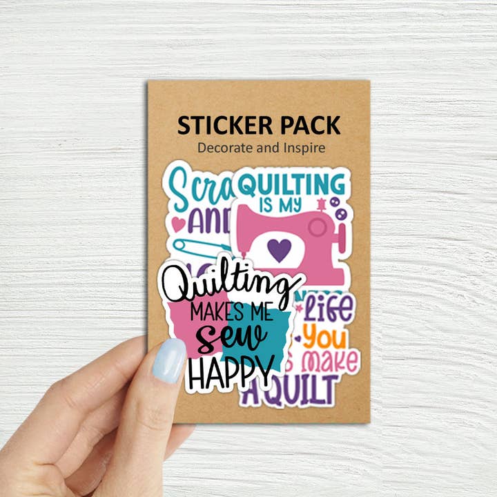 4-Pack Quilting Stickers for Sewing Machine, Laptop, More for wholesale by Coastal Creators of Connecticut