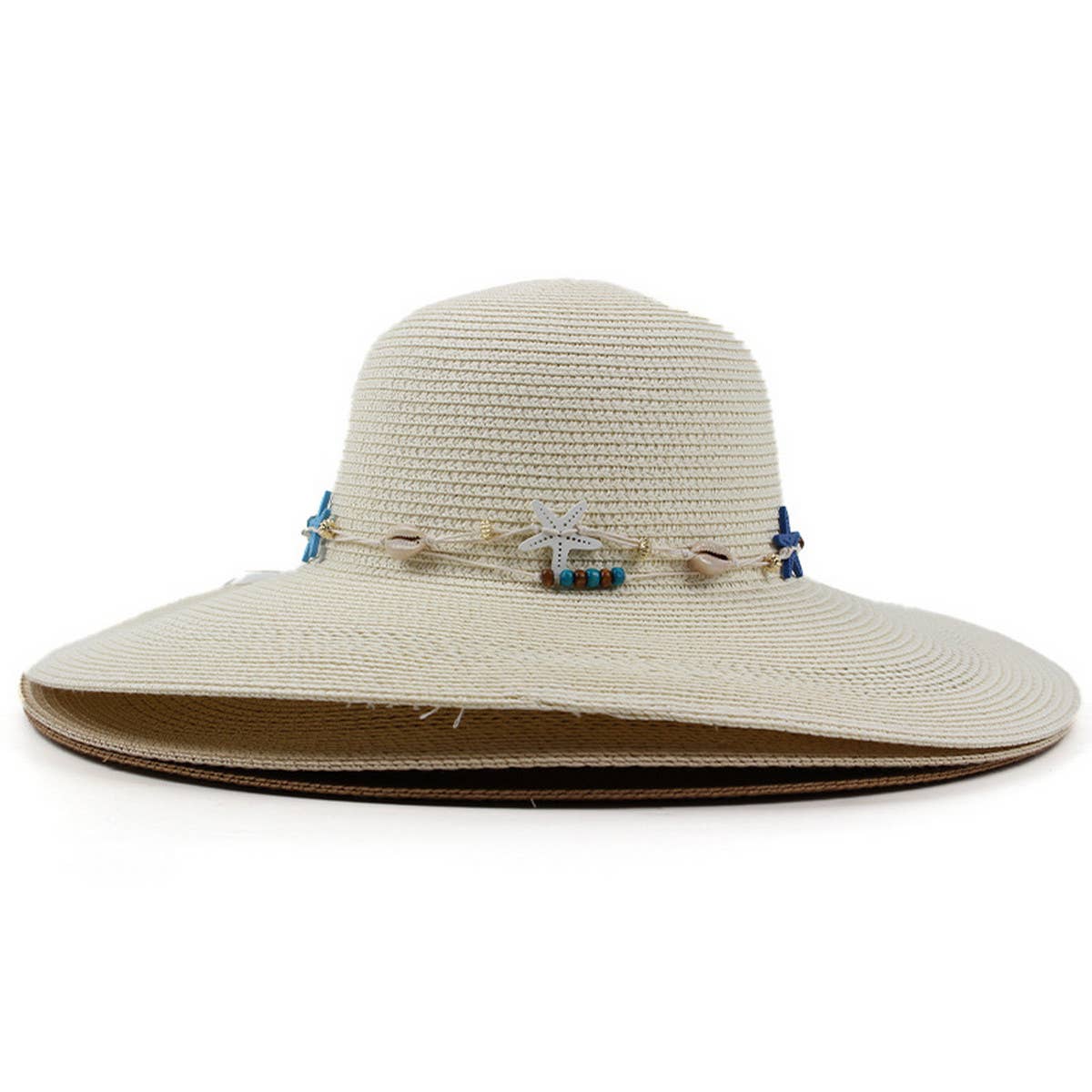 ACCITY - Wholesale Straw Hat - Women's - SUNSHADE STARFISH DECORATED DOME STRAW HAT_CWAH11952
