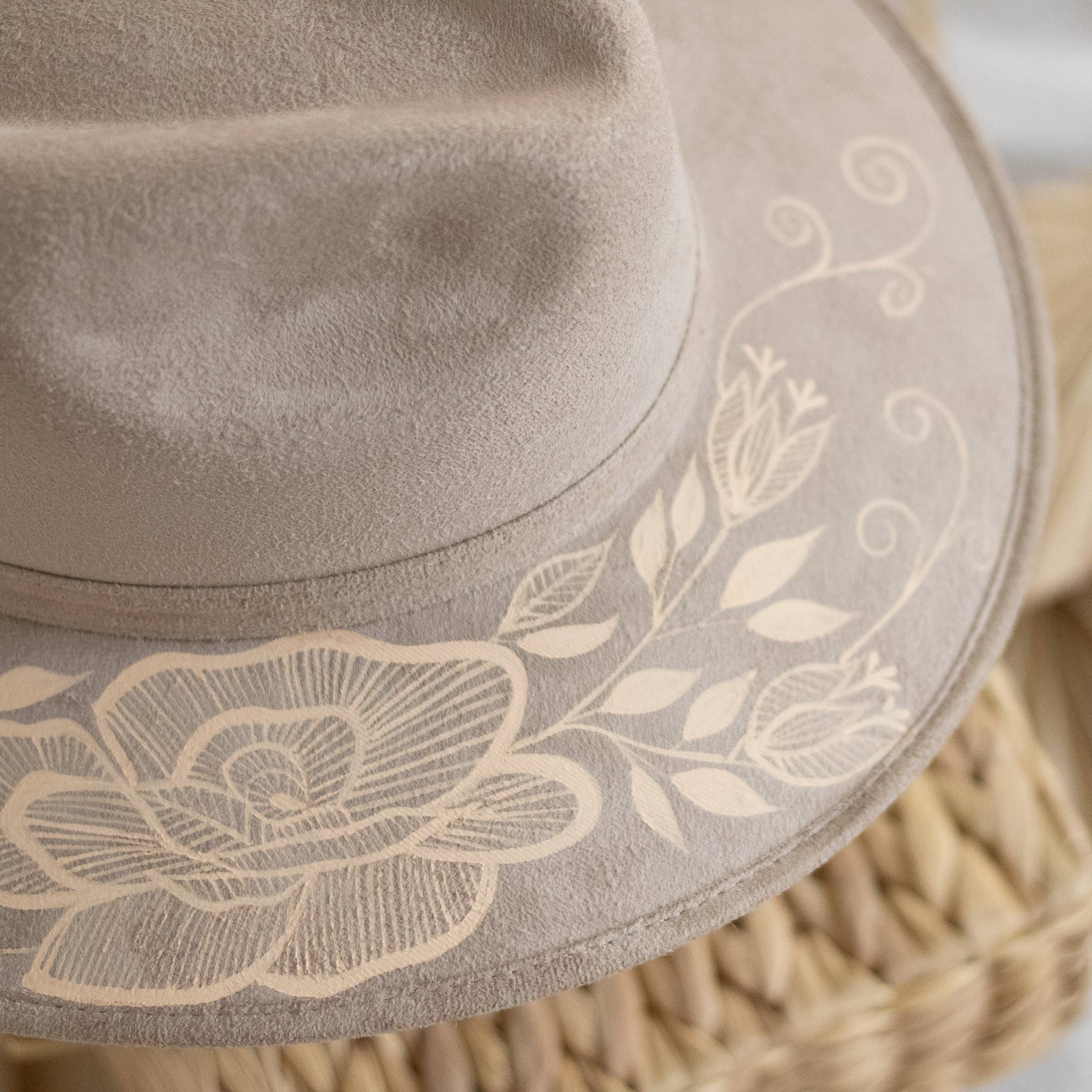 Origin Mexico - Wholesale Hat Accessory - Women's - Rosario Hand Painted Western Boho Hat - Tan and Sand 7
