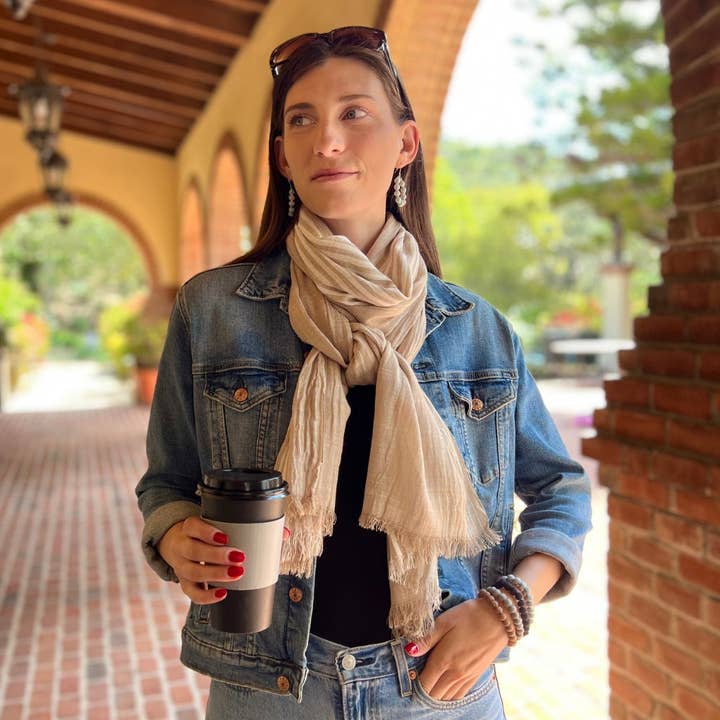 Humble Hilo - Wholesale Scarf - Women's - Humble Hilo Cumulus 100% Cotton Scarf Center Stripes27