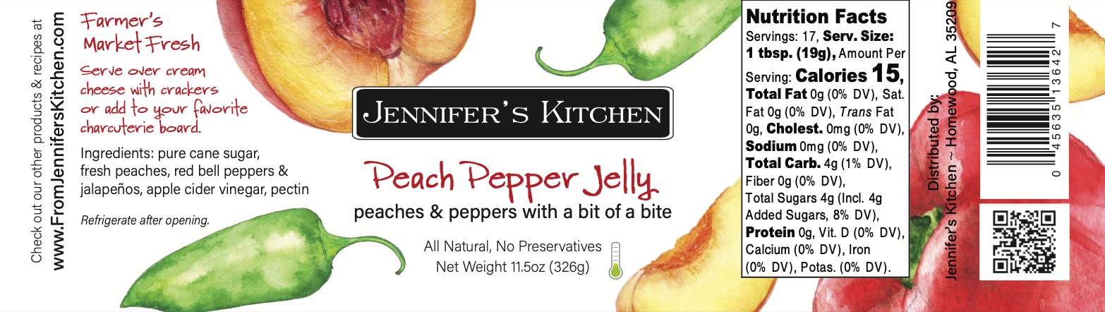 Jennifer's Kitchen - Wholesale Jam/Jelly - Peach Pepper Jelly - 11oz - CASE of 122