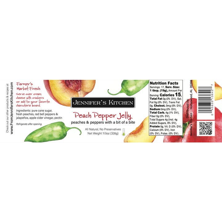 Jennifer's Kitchen - Wholesale Jam/Jelly - Peach Pepper Jelly - 11oz - CASE of 122
