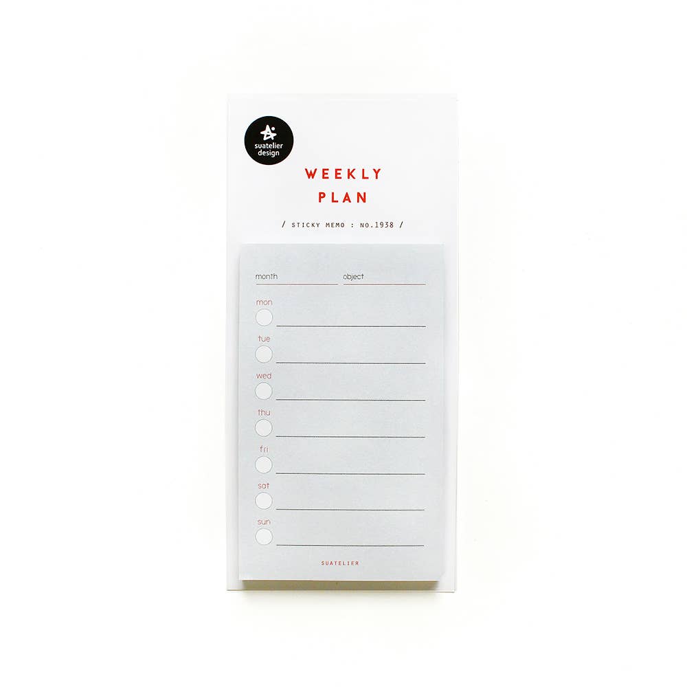 Suatelier Sticky Memo Pad - Weekly Plan