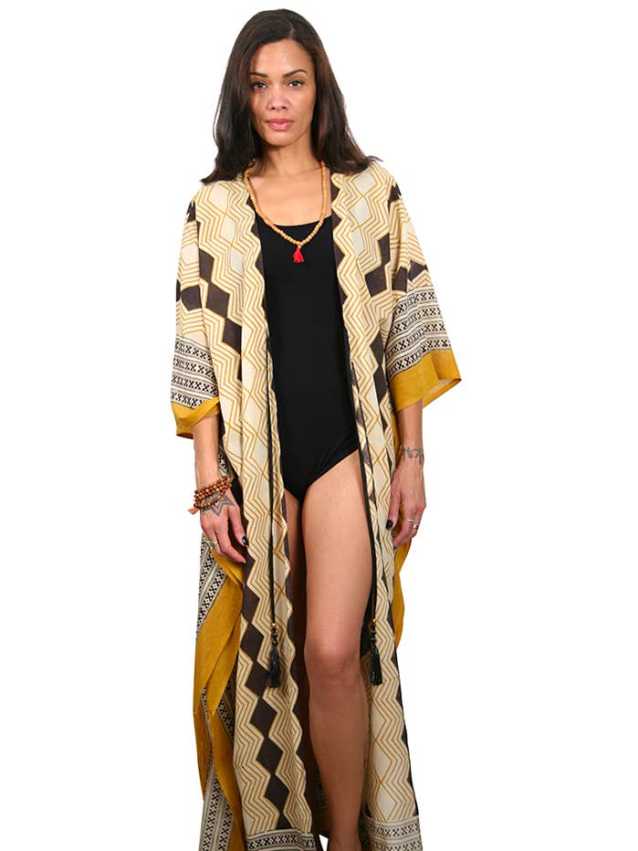 Diamond Cotton - Long Open Front Kaftan for wholesale by Lotta Stensson