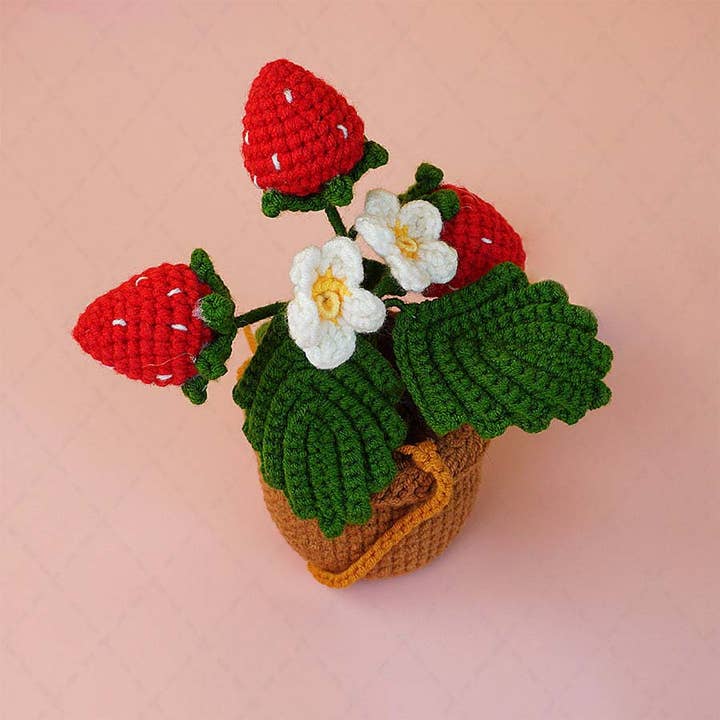 TOMOPOD LLC - Wholesale Car Decorative Charm - Women's - Crochet Strawberry & Daisy Flowers Plant Car Mirror Hanging