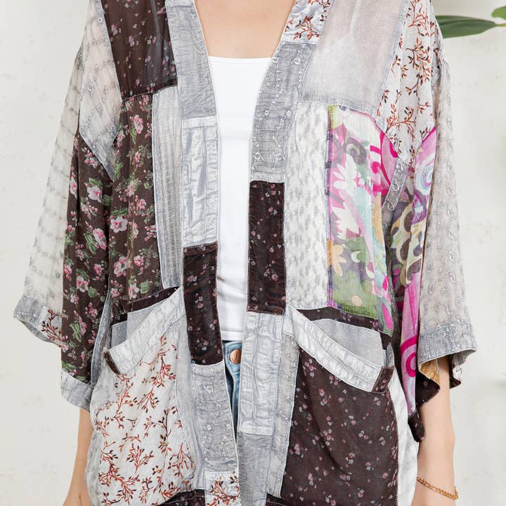 Young Threads - Wholesale Kimono - Women's - Kimono Top In Overdyed Mix N Match Patches - in 7 Color ways27